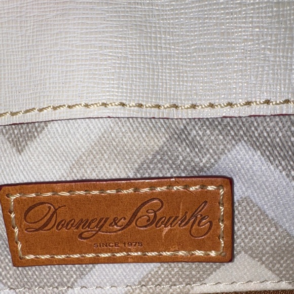 Large Dooney & Bourke Shelby Navy and British Tan Leather Tote Like New - Picture 11 of 15